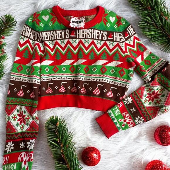 Chocolate Crop Sweater Hersheys x Forever 21 Collective Medium long sleeve - Picture 2 of 13